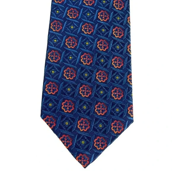 Robert Talbott Tie Best of Class 100% Silk Blue Geometric Necktie Made in USA